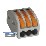 WAGO 222 3x4Qmm Verbindungsklemme grau mit Bet�tigungshebel