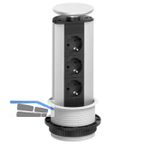 EVOline Port Steckdosenelement 3x Schuko Wippdeckel alufarbig
