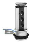 EVOline Port Steckdosenelement 3x Schuko Wippdeckel Edelstahl