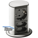BACHMANN Steckdosenelement Elevator 1 x Schuko.- 2x Eurosteckdose, Edelstahl
