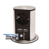 BACHMANN Steckdosenelement Elevator 1 x Schuko.- 2x USB-Ladebuchse, Edelstahl