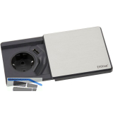 EVOline Square 80 Schuko mit USB-Charger Edelstahl