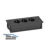 EVOline Frame-Dock Data Einbau Steckdosenleiste, 3xSchukosteckdose schwarz