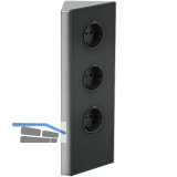 WIPO Steckdosenelement Power Eck G, 3 Schukosteckdosen, Edelstahl/Glas schwarz