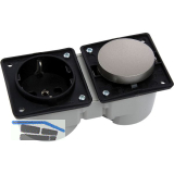 BERKER Integro Schalter Edelstahl Effekt + Steckdose schwarz ohne Rahmen