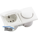 BERKER Integro Flow Schalter/Deckel polarwei� gl�nzend + Steckdose polarwei�
