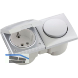 BERKER Integro Flow Schalter/Deckel chrom matt + Steckdose polarwei�