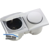 BERKER Integro Flow Schalter/Deckel chrom matt + Steckdose schwarz