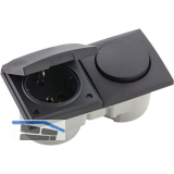 BERKER Integro Flow Schalter/Deckel anthrazit + Steckdose anthrazit