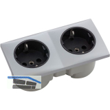 BERKER Integro Flow Doppelsteckdose chrom matt, Steckdose schwarz