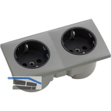 BERKER Integro Flow Doppelsteckdose Edelstahl Effekt, Steckdose schwarz