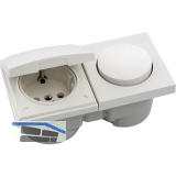 BERKER Integro Pure Schalter/Deckel polarwei� gl�nzend + Steckdose polarwei�