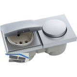 BERKER Integro Pure Schalter/Deckel chrom matt + Steckdose polarwei�