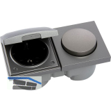 BERKER Integro Pure Schalter/Deckel Edelstahl Effekt + Steckdose schwarz