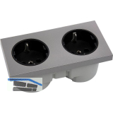 BERKER Integro Pure Doppelsteckdose Edelstahl Effekt, Steckdose schwarz