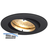 Deckeneinbauleuchte Rund H 230 V, max. 50 Watt, � 88 mm, schwarz matt