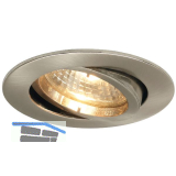 Deckeneinbauleuchte Rund H 230 V, max. 50 Watt, � 88 mm, Edelstahl Effekt