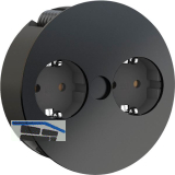 BACHMANN Einbausteckdose TWIST 2S, 2 Stk. Schukosteckdosen,, schwarz matt