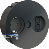 BACHMANN Einbausteckdose TWIS , 1 Stk. Schukosteckdose, + USB-Charger, schwarz