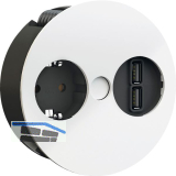 BACHMANN Einbausteckdose TWIST, 1 Stk. Schukosteckdose, + USB-Charger, wei� matt