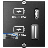BACHMANN Keystone Modul USB Doppelcharger 1xUSB-A, 1xUSB-C max. 22W