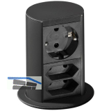 BACHMANN Steckdosenelement Elevator 1 x Schuko.- 2x Eurosteckdose, schwarz