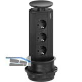 EVOline Port Steckdosenelement schwarz, 3x Schuko Wippdeckel schwarz
