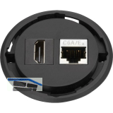 EVOline One Datensteckdose 1 x HDMI 2.0, 1 x RJ45 CAT6 schwarz