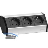 EVOline V-Dock Steckdosenelement 3 x Schuko alufarbig, schwarz