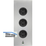 CARESSI Steckdosenelement 3ST29 3 Schukosteckdosen USB-A + C Charger Edelstahl