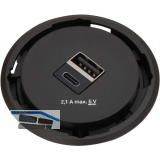 EVOline One 2fach USB Charger A+C, schwarz DM 59 mm