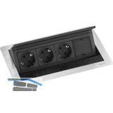 EVOline Flip Top Push DATA M 3xSchuko +1 x Modulplatz Edelstahl