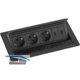 EVOline Flip Top Push DATA M 3xSchuko + 2x USB-Charger + schwarz