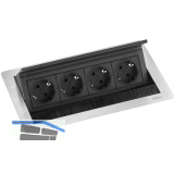 EVOline Flip Top Push M 4xSchuko Edelstahl