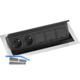 EVOline Flip Top Push DATA L 2xSchuko +3 x Modulplatz Edelstahl