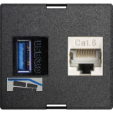 EVOline Wechselmodul 1xUSB 3.0, 1xRJ45 CAT6, schwarz