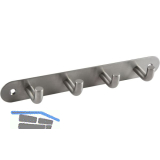 Garderobenleiste Sepa mit 4 Haken, Breite 220 mm, Edelstahl geb�rstet