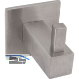 Mantelhaken Tikal mit Platte 35 x 35 mm, T 41 mm, Edelstahl geb�rstet