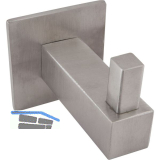 Mantelhaken Tikal mit Platte 40 x 40 mm, T 55 mm, Edelstahl geb�rstet