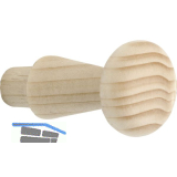 Mantelhaken Horus zum Einbohren � 10 x 12 mm, Tiefe 35 mm, Fichte roh