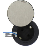 EVOline One Steckdose mit Drehdeckel schwarz/Edelstahl