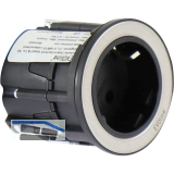 EVOline One Steckdose mit Abdeckring schwarz/Edelstahl