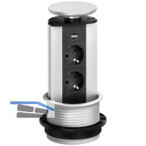 EVOline Port Steckdosenelement 2x Steckdosen 1x USB-A, C-Charger Edelstahl