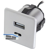 Einbau USB-Charger alufarbig 1xTYP-A + C