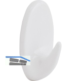 Klebehaken Oval Breite 26 mm, H�he 42 mm, Kunststoff wei�