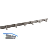 Garderobenleiste Linosa mit 6 Haken, Breite 460 mm, Edelstahl geb�rstet