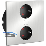 HPF Einbausteckdose Duplex-Q, 2 Stk. Schukosteckdosen, Edelstahl