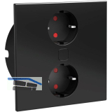 HPF Einbausteckdose Duplex-Q, 2 Stk. Schukosteckdosen, schwarz