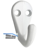 Einfachhaken Bata Breite 20 mm, H�he 41 mm, Aluminium wei� beschichtet