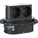 HPF Steckdosenelement Piccolino 2 Stk. Schukosteckdosen, Edelstahl